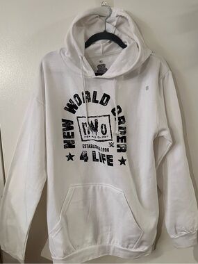 WWE White Crewneck Hoodie with Black NWO Graphic